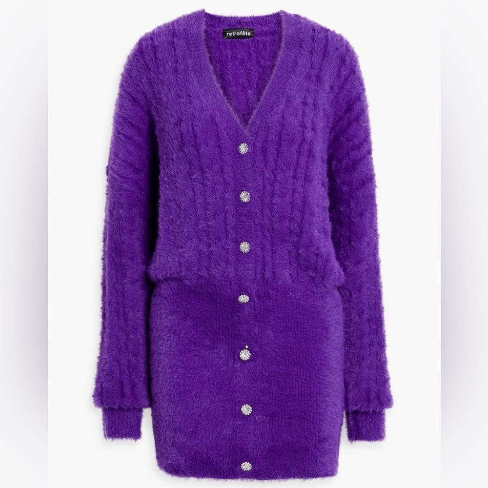 RETROFÊTE Tala brushed ribbed and cable-knit mini dress
